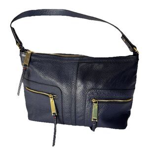 VTG Tommy Hilfiger Navy Blue Pebbled Faux Leather Hand Bag Shoulder Bag Purse